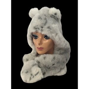 RH Baby & Child Luxe Faux Fur Grey White Toddler Animal Hat Restoration Hardware